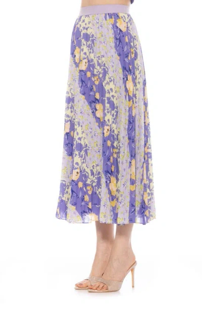 Shop Alexia Admor Kesia Midi Chiffon Pleated Skirt In Lilac Multi