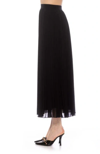 Shop Alexia Admor Kesia Midi Chiffon Pleated Skirt In Black