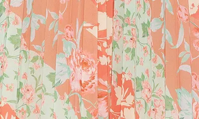 Alexia Admor Kesia Midi Chiffon Pleated Skirt In Rose Multi