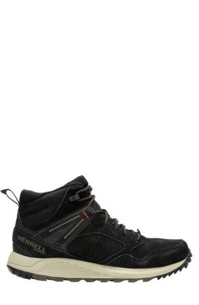 Shop Merrell Wildwood Waterproof Leather Sneaker In Black