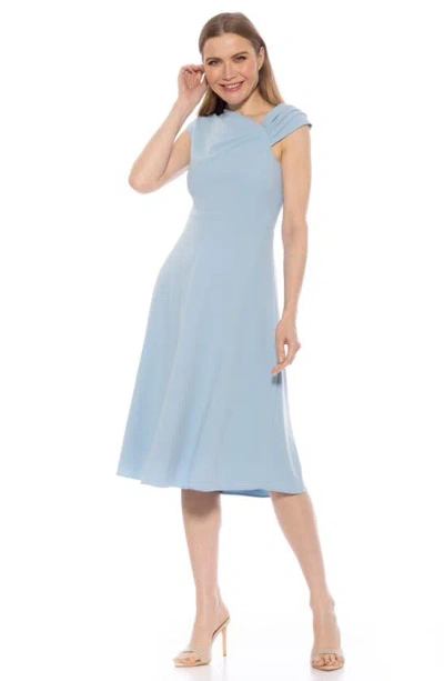 Shop Alexia Admor Mariah Asymmetric Cap Sleeve Fit & Flare Dress In Halogen Blue