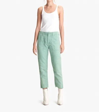 Shop Mother The Shaker Chop Crop Pant In Hedge Green