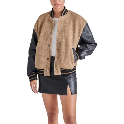Shop Steve Madden Florence Bomber Jacket In Khaki Fab In Brown
