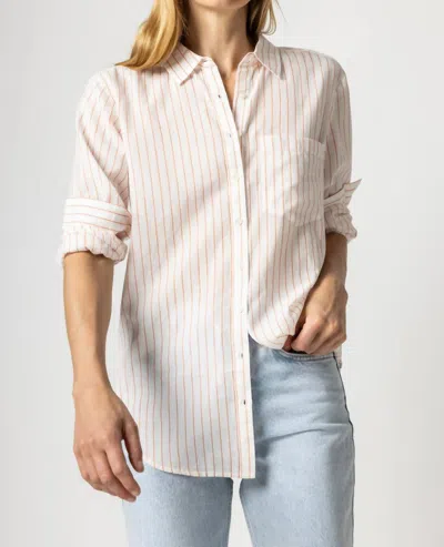 Shop Lilla P Boyfriend Buttondown Shirt In Tangerine Stripe In Beige