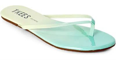 Shop Tkees Leather Flip Flops In Ombre In Green