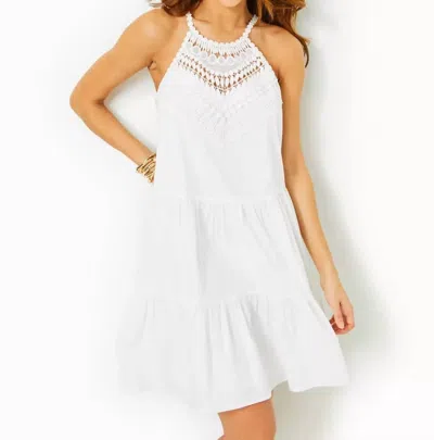 Shop Lilly Pulitzer Britt Cotton Halter Dress In Resort White