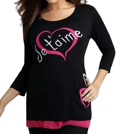 Angel Apparel Je'taime Sweater In Blackfuchsia In Black