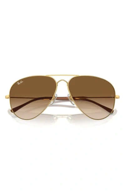 Ray Ban Old Aviator 58mm Gradient Sunglasses In Gold Flash