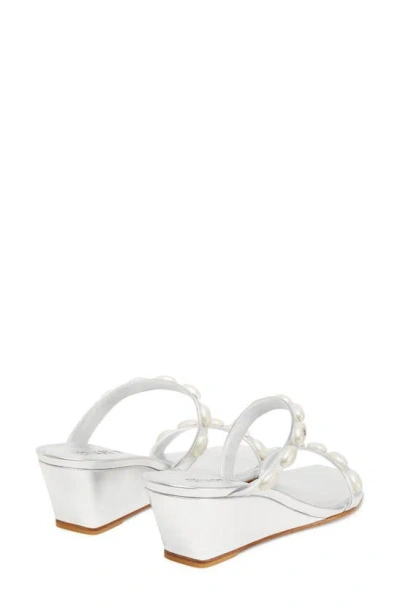 Shop Stuart Weitzman Pearlita 50 Wedge Slide Sandal In Silver