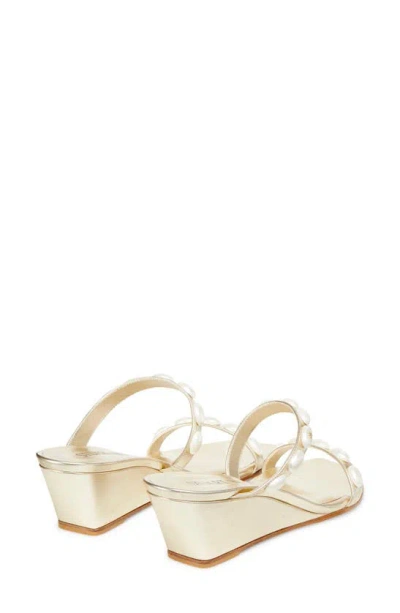 Stuart Weitzman Pearlita 50 Wedge Slide Sandal In Light Gold