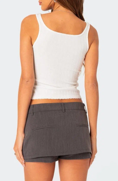 Edikted Pointelle Stitch Bow Cutout Tank In White