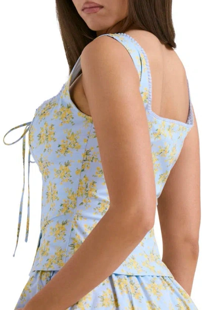 Shop House Of Cb Juana Broderie Anglaise Corset Top In Print Light Blue