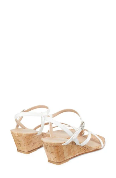 Stuart Weitzman Oasis Patent Ankle-strap Wedge Sandals In White.