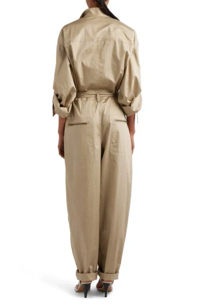 Shop Isabel Marant Jocelyne Cotton Twill Utility Jumpsuit In Khaki