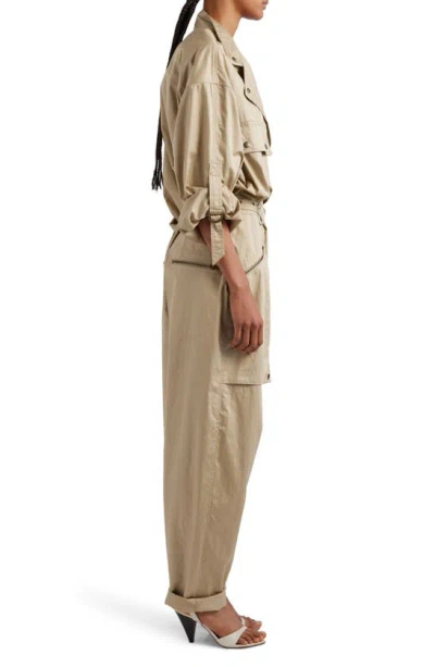 Shop Isabel Marant Jocelyne Cotton Twill Utility Jumpsuit In Khaki