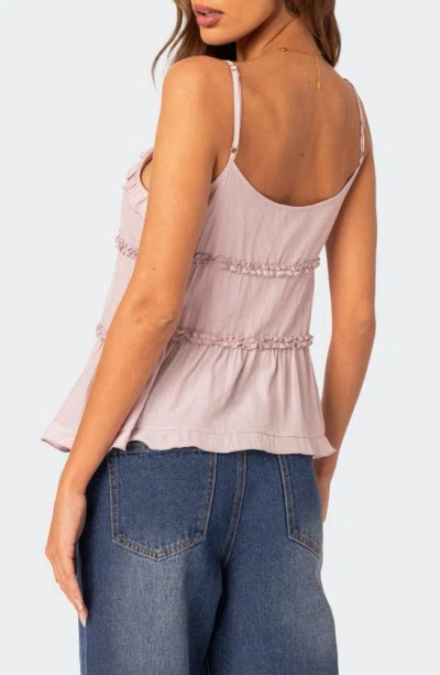 Shop Edikted Juniper Ruffle Tie Front Camisole In Pink