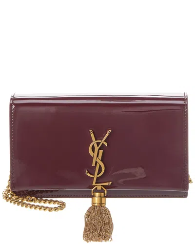 Shop Saint Laurent Kate Patent Wallet On Chain In Red