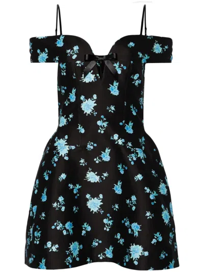 Shop Shushu-tong Floral-print Mini Dress - Women's - Silk/cotton/polyester In Black