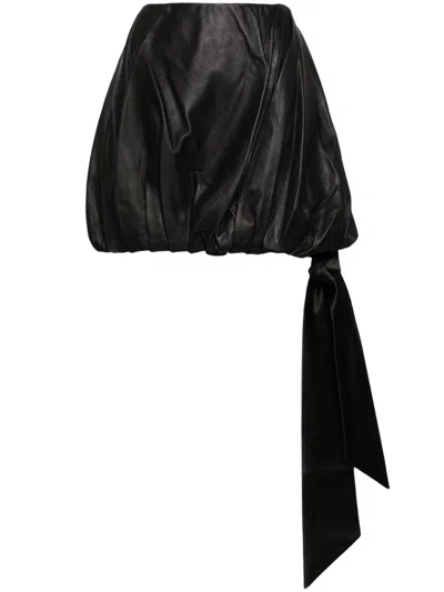 Shop Helmut Lang Black Bubble Leather Mini Skirt