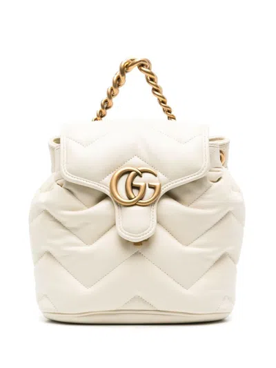 Shop Gucci Neutral Gg Marmont Leather Backpack In Neutrals