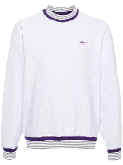 Shop Noah Ny Grey Logo-embroidered Cotton Sweatshirt