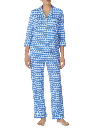 Shop Kate Spade Women's Sheep Graphic Pajamas In Blue Llamas