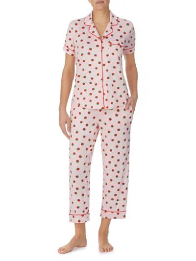 Shop Kate Spade Women's 2-piece Printed Crop Pajamas In Pink Ground Berries