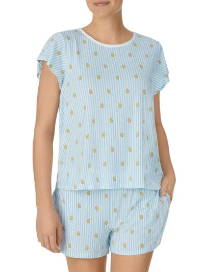 Shop Kate Spade Women's Printed Boxer Short Pajamas In Blue Stripe