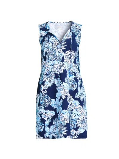 Shop Lilly Pulitzer Women's Johana Floral Sleeveless Cover-up In Low Tide Navy Bouquet All Day