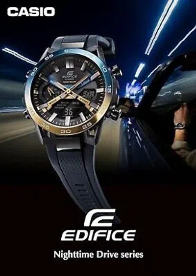 Pre-owned Casio Edifice Ecb-2000ynp-1ajf Men's Watch, Black Night Drive, Japan Fast Ship