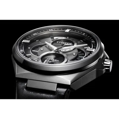 Pre-owned Citizen Attesa Bu0060-09h Eco-drive Triple Calendar Moon Data Titanium Men Watch