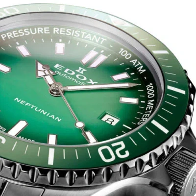 Pre-owned Edox Skydiver Neptunian Automatic Steel Green Divers Mens Watch 80120-3vm-vdn1