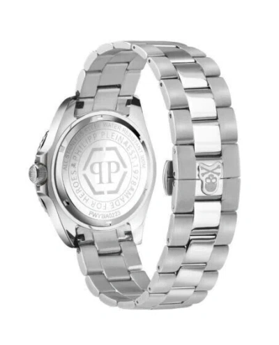 Pre-owned Philipp Plein Gmt-i Challenger Pwyba0223 Men's Silver 44mm Case Analog Watch