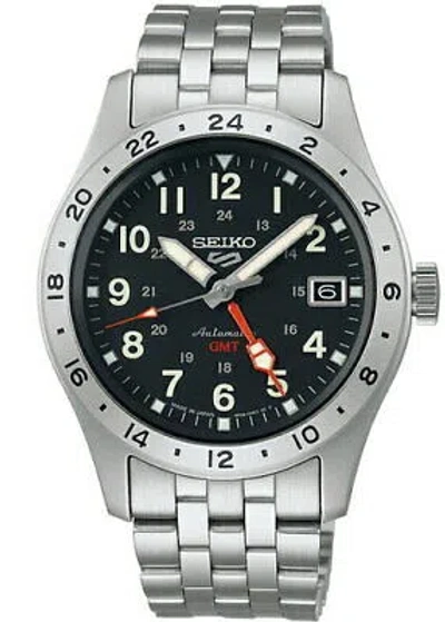 Pre-owned Seiko 5 Sports Sbsc011 Black 39.4mm Field Sports Gmt Men's Watch In Box F/s