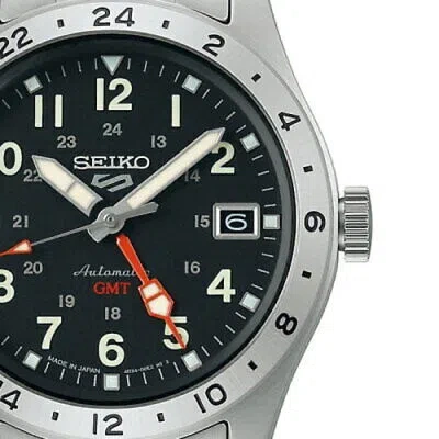 Pre-owned Seiko 5 Sports Sbsc011 Black 39.4mm Field Sports Gmt Men's Watch In Box F/s