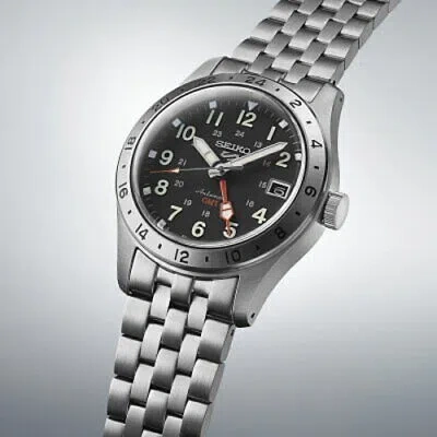 Pre-owned Seiko 5 Sports Sbsc011 Black 39.4mm Field Sports Gmt Men's Watch In Box F/s