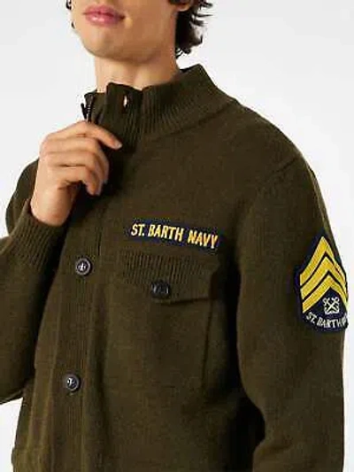 Pre-owned Mc2 Saint Barth Knitted Field Jacket With Patch In Green