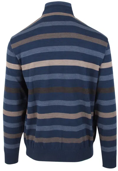 Pre-owned Paul & Shark Yachting Men's Pullover Sweater Jumper Troyer L 100% Wool Striped In Multicolor