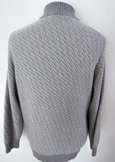 Pre-owned Loro Piana $2395  Mezzocollo Heavy Baby Cashmere Suede 1/2 Zip Sweater 58 Eu 3xl In Gray