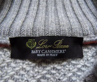 Pre-owned Loro Piana $2395  Mezzocollo Heavy Baby Cashmere Suede 1/2 Zip Sweater 54 Euro Xl In Gray