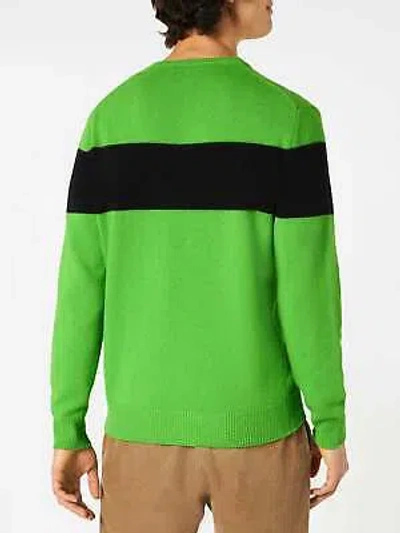 Pre-owned Mc2 Saint Barth Man Fluo Green Sweater With Off-piste Lettering