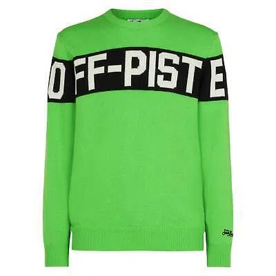 Pre-owned Mc2 Saint Barth Man Fluo Green Sweater With Off-piste Lettering