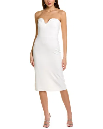 Pre-owned Monique Lhuillier ml  Strapless Midi Dress Women's In White