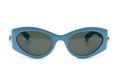 Pre-owned Gucci Gg1401s 004 Blue Grey Women's Authentic Sunglasses 53-19-130 In Gray