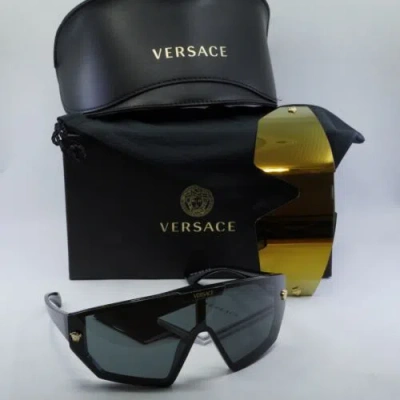 Pre-owned Versace Ve4461 Gb1/87 Black/dark Grey/mirror Gold 47-147-125 Sunglasses A... In Gray