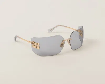 Pre-owned Miu Miu Sunglasses  Mu 54ys Golden Light Gray 5ak0/6i Women's With Logo