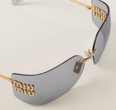 Pre-owned Miu Miu Sunglasses  Mu 54ys Golden Light Gray 5ak0/6i Women's With Logo