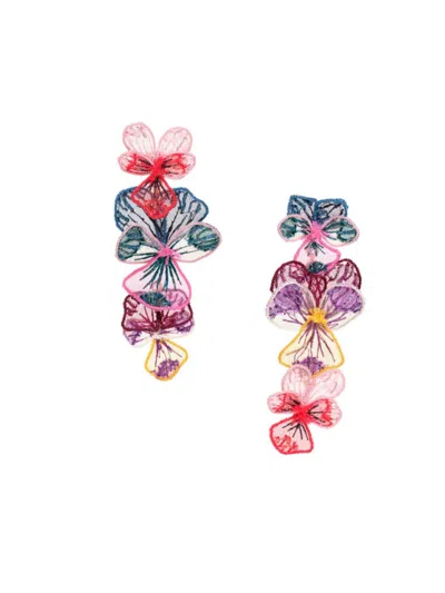 Shop Mignonne Gavigan Women's Rehana Silk Organza Flower Drop Earrings In Brass