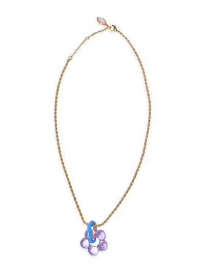 Shop Mignonne Gavigan Women's Aya 14k-gold-plated & Mixed-media Pendant Necklace In Purple