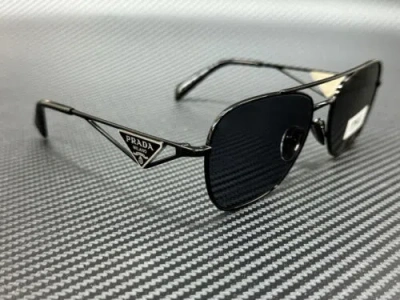Pre-owned Prada Pr A50s 1ab5z1 Black Grey Polarized Men's 59 Mm Sunglasses In Gray